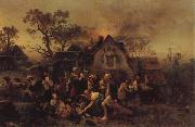 Ludwig Knaus A Farm Fire china oil painting reproduction